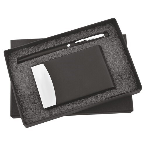 2 in 1 Pen and Vertical Black  Cardholder Combo Gift Set